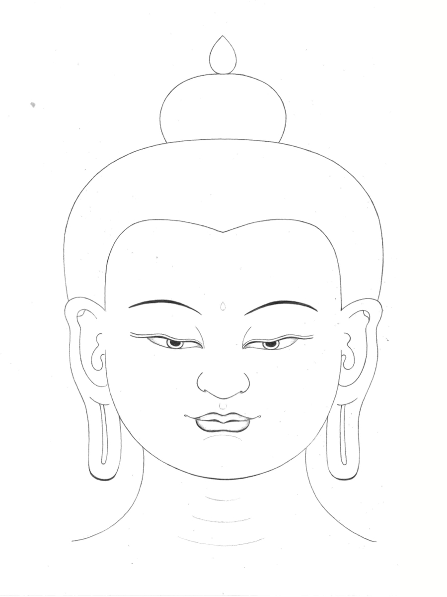 Buddha face for coloring - Tibetan Thangka Art